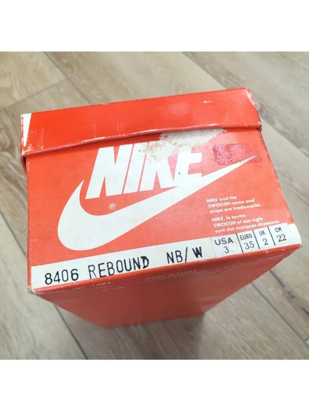 Vintage 1984 Nike Rebound Shoe Box ONLY Orange White Swoosh Retro READ 80s 8406